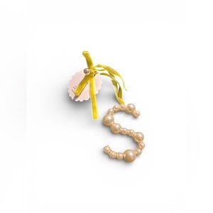 Anthropologie Pearl Golden Monogram Letter “S” Initial Ornament NWT